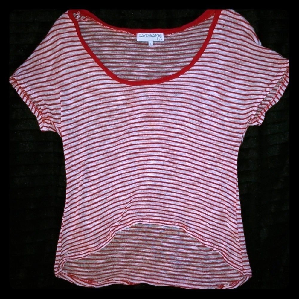 Daydreamer SM Red & White Striped  Crop Top